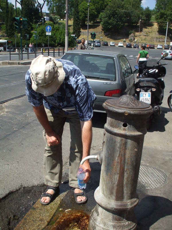 Fountain near the Colosseum in Rome, Italy.