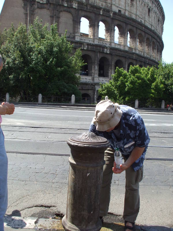 Fountain near the Colosseum in Rome, Italy.