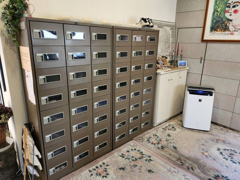 Shoe storage cabinet at a hotel in Hakodate.