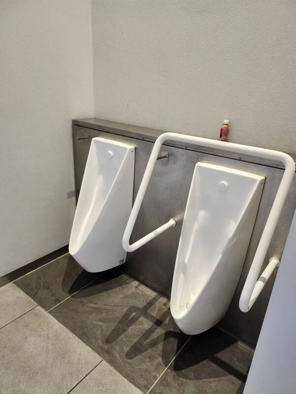 Two urinals in the Hatagaya Public Toilet.