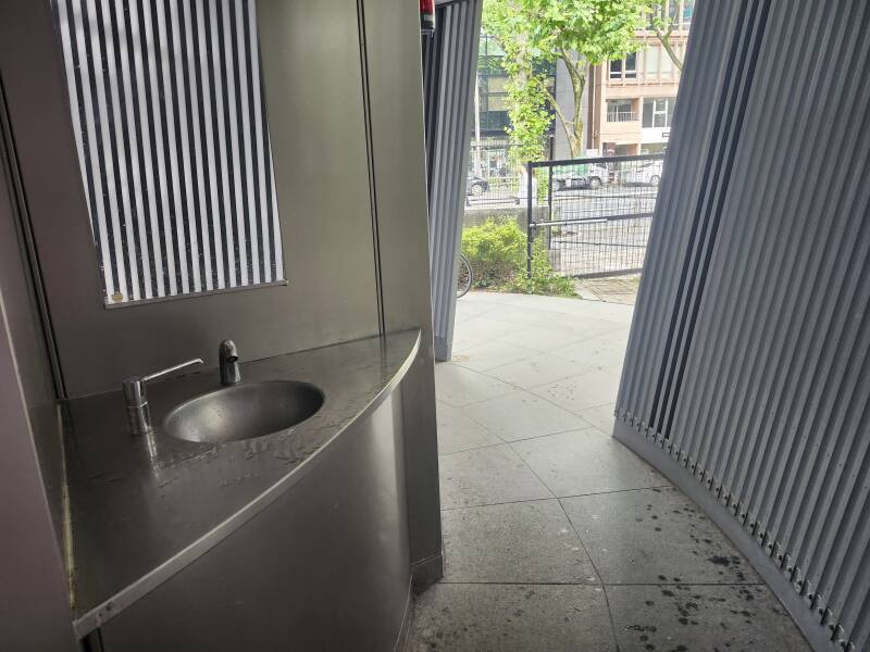 Men's sink in the Jingō Dōri Public Toilet known as 'Amayadori'.