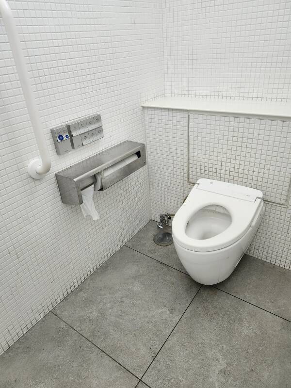 Urinals in the men's room at Ebisu East Park Public Toilet.