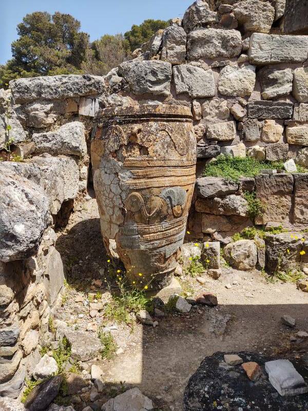 Pithos or large storage jar at the Minoan settlement of Agia Triada in south-central Crete.