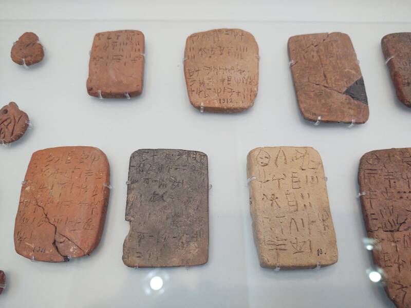 Linear A tablets in the Heraklion Archaeological Museum.