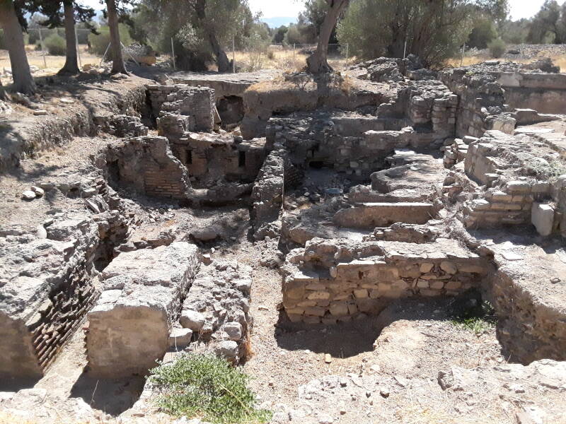 Structures and drainage features in the town near the Gortyna site in Crete.
