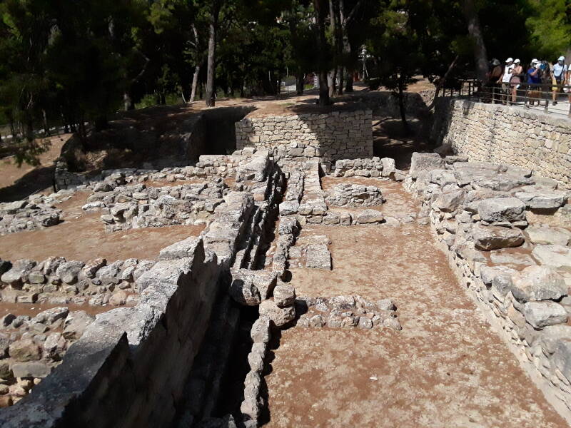 Drain at prehistoric site of Knossos, outside Iraklia in Crete.