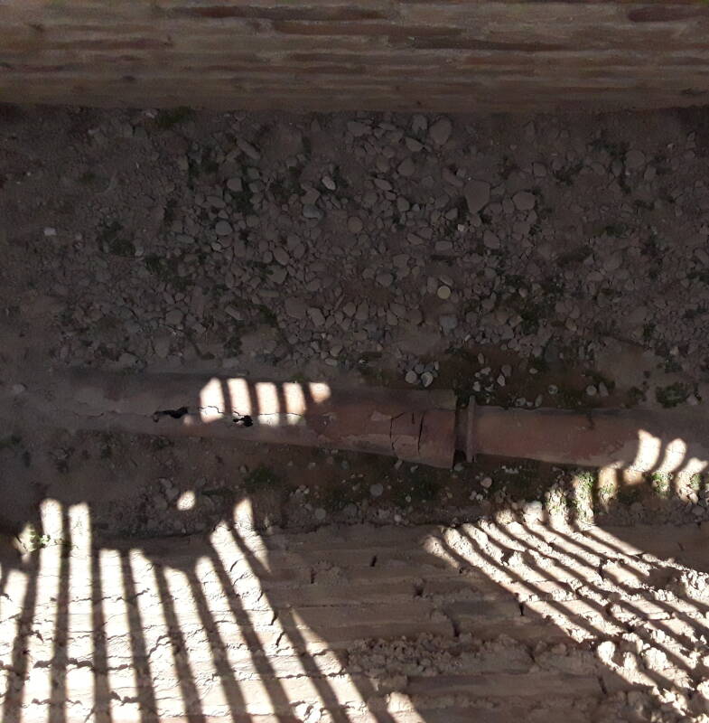 Tapered clay water pipes at prehistoric site of Knossos, outside Iraklia in Crete.