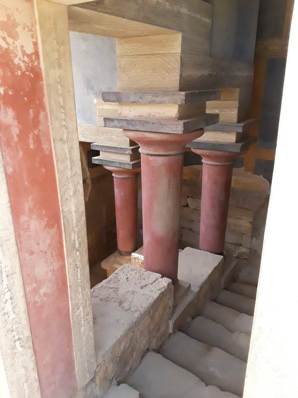 Steps leading to so-called 'Lustral Basin' at prehistoric site of Knossos, outside Iraklia in Crete.