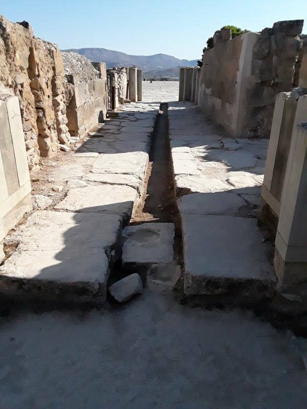 Public drain at the prehistoric Minoan site of Phaistos in Crete.