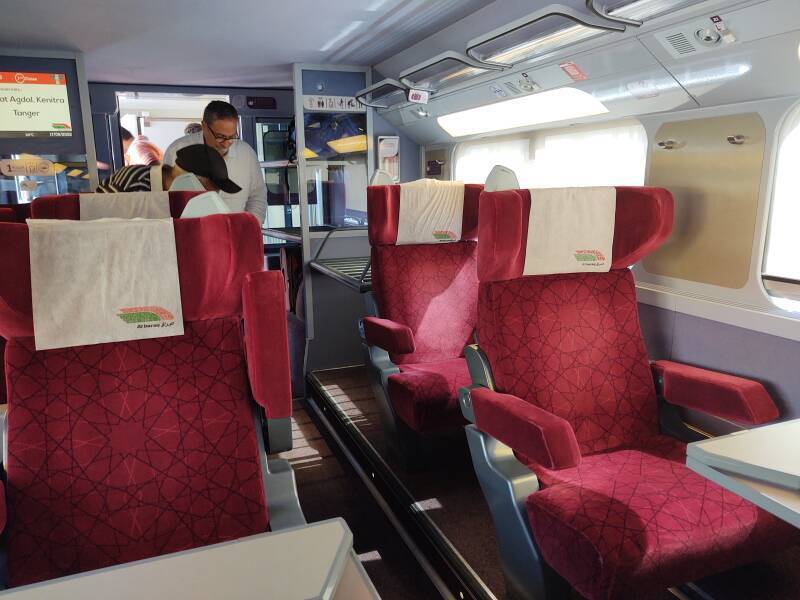Interior of Al Boraq high-speed train operating between Casablanca and Tangier.