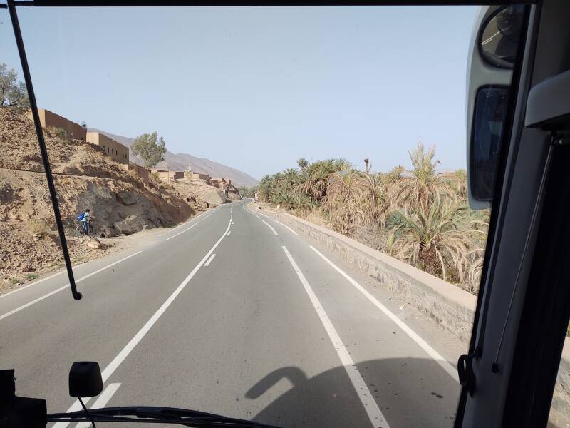 View from the front row of the bus traveling north from Zagora through the Draa wadi.
