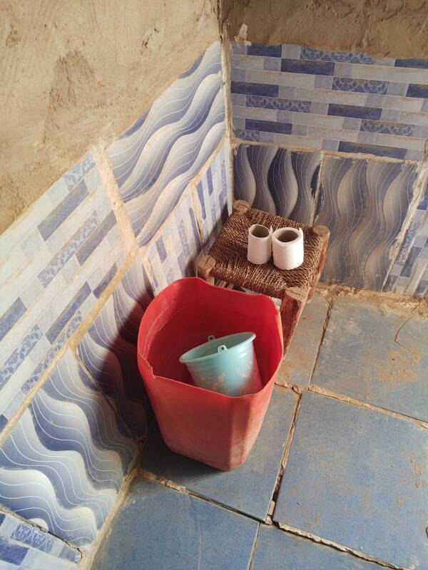 Squat toilet at an oasis in the Sahara desert.