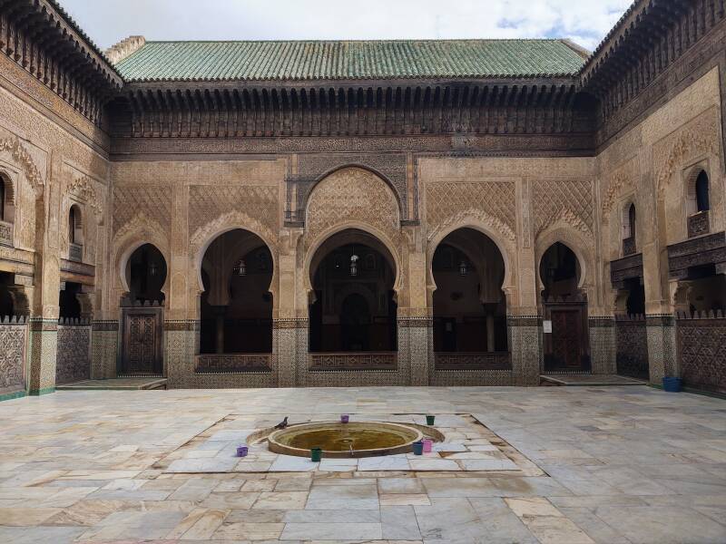 Central courtyard of Bou Inania Madrasa in the Fez el Bali medina.