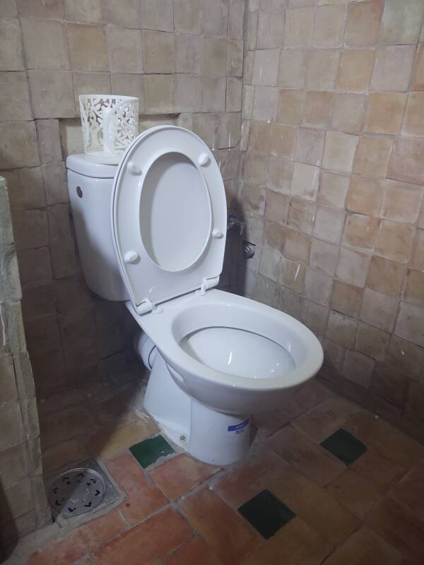 Toilet at a riad-style guesthouse in the medina in Meknès.