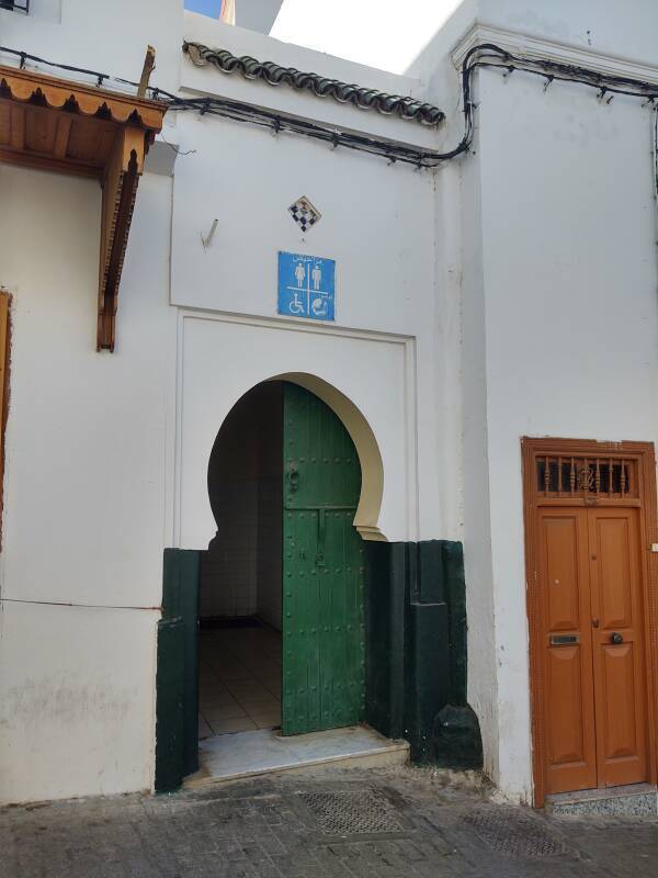 Public toilets across from the main mosque in the medina in Tangier.