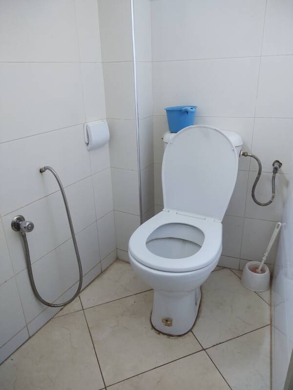 Shared toilet at the Hotel Mauritania in Tangier.