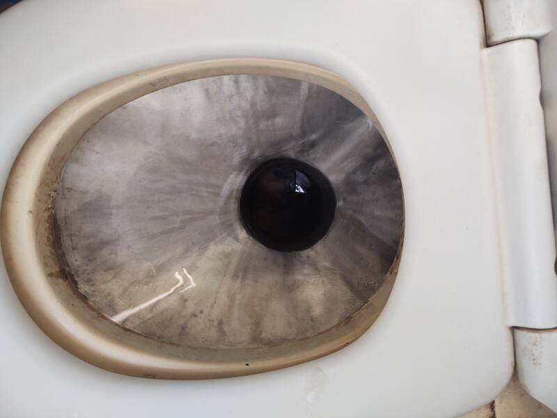 Looking into the toilet on the passenger train from Kenitra to Meknès.