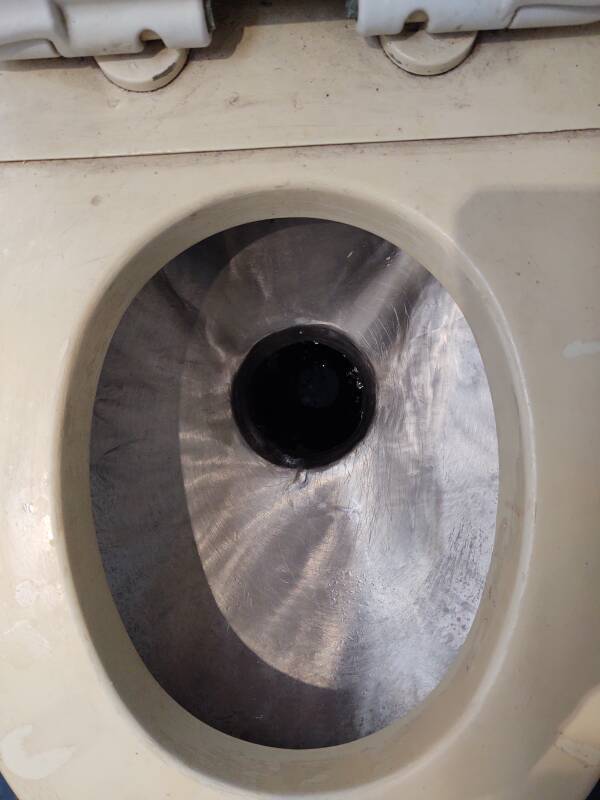 Toilet paper dispenser on board the passenger train from Fez to Kenitra.