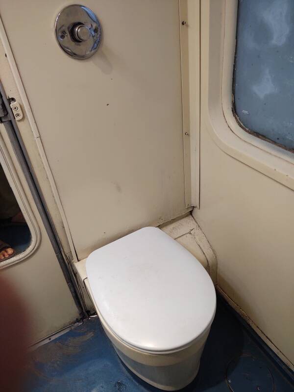 Toilet on board the passenger train from Fez to Kenitra.