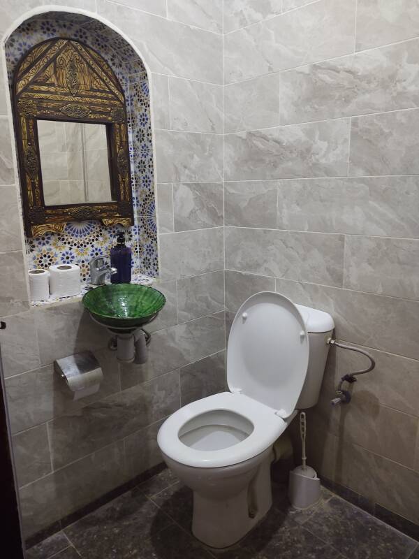 Shared toilet at Karim Sahara guesthouse in Zagora.