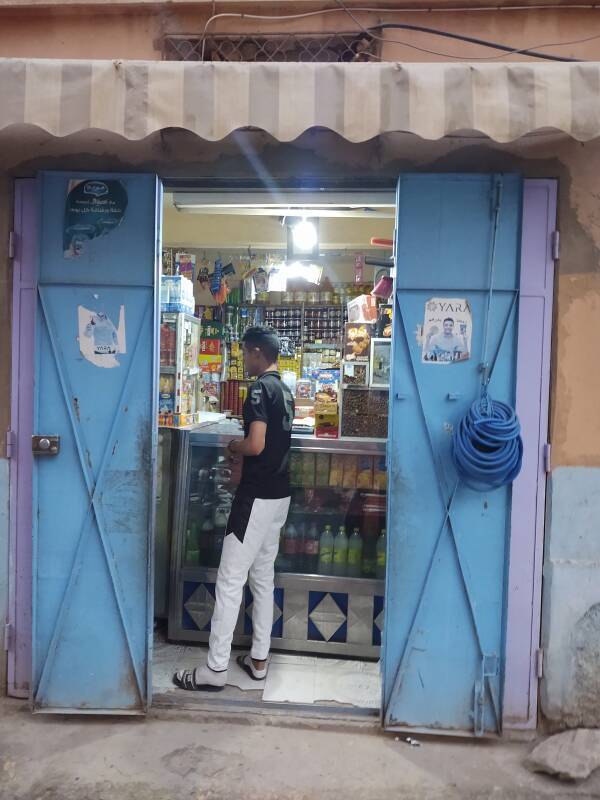 Corner grocery store in Zagora with bottled water.