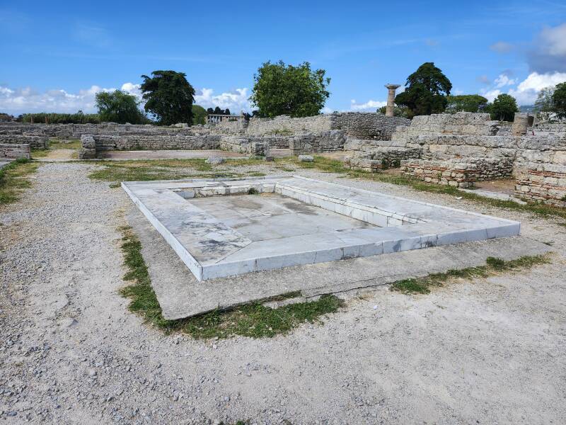 A marble impluvium in a grand home.