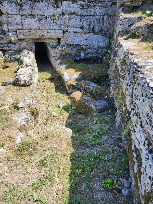 Opening into the sewer line running out beneath the city wall at Porta Giustizia.