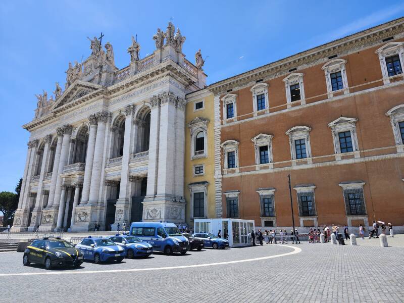 Exterior of Lateran Basilica and the attached Lateran Palace.