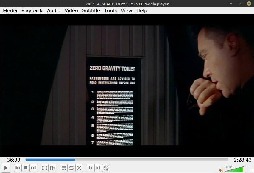 Scene from '2001: A Space Odyssey', at 00:36:39.
