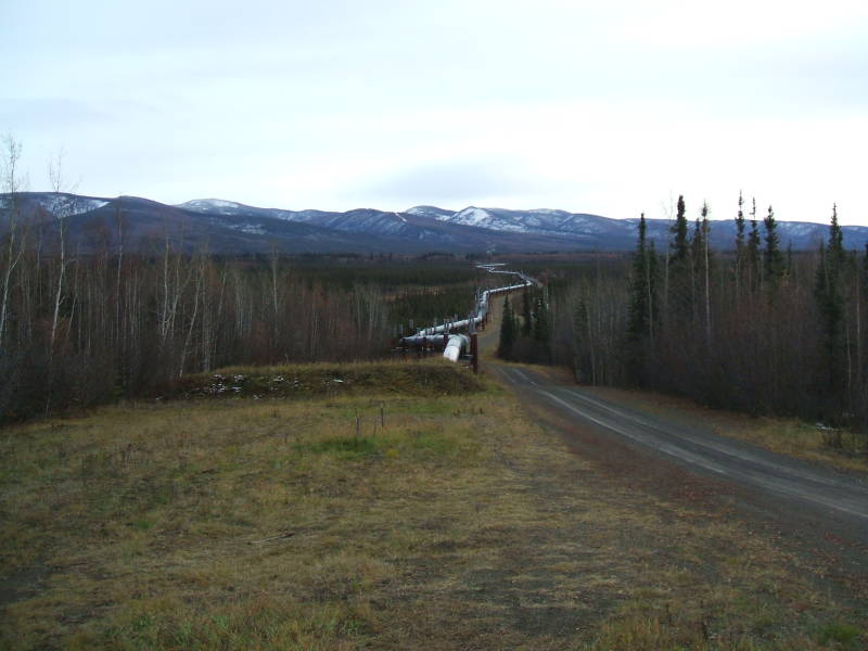 The Alaska Pipeline along the Dalton Highway in Alaska.