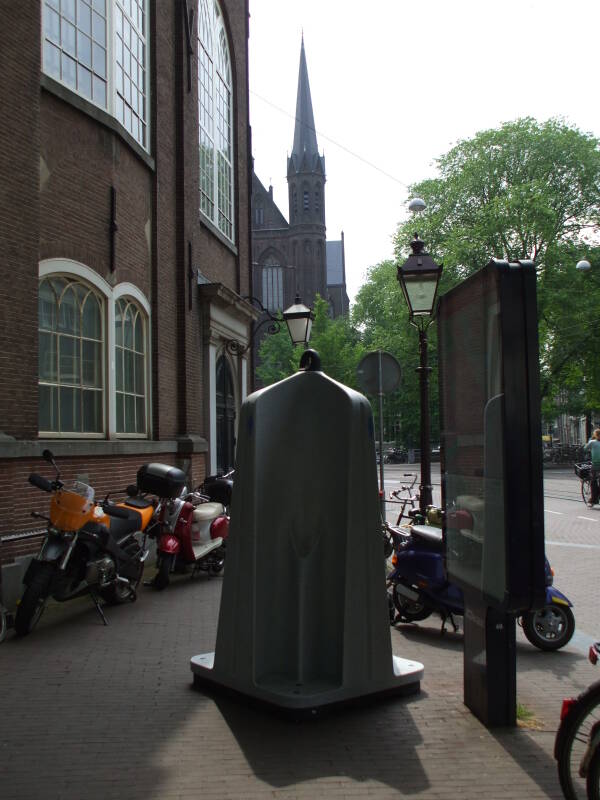 Modern portable urinal in Amsterdam.