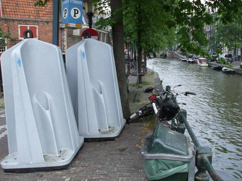 Modern portable urinal in Amsterdam.