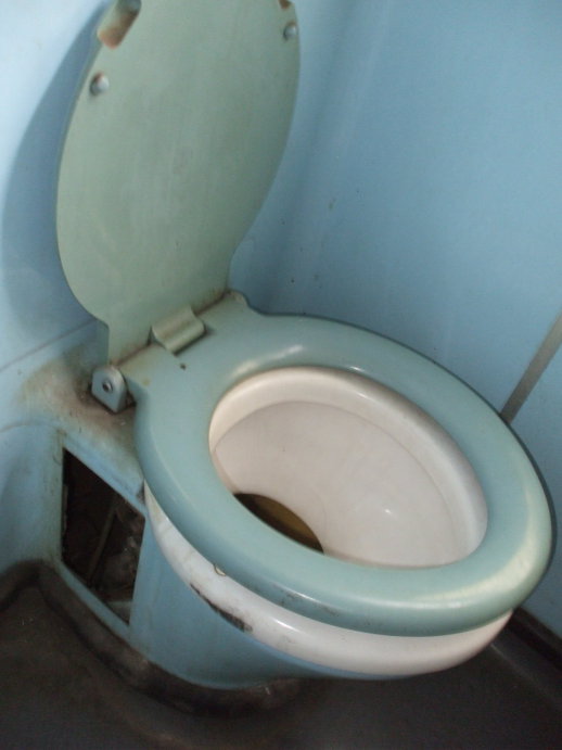 Toilet on a train crossing Bulgaria from Istanbul to Bucharest.