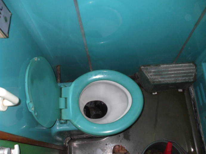 Toilet on board a Bulgarian overnight train.