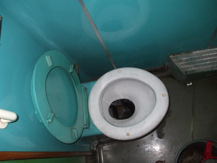 Toilet on board a Bulgarian overnight train.