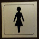 Canadian women's room sign, in the Clocktower Pub in Ottawa.