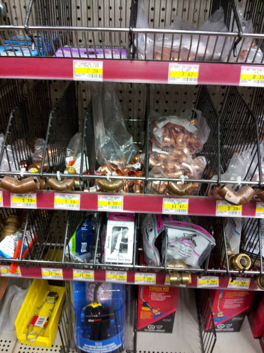 Non-metric copper pipe in an Ace Hardware in Ottawa.