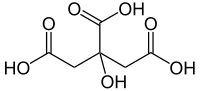 Chemical diagram of citric acid.