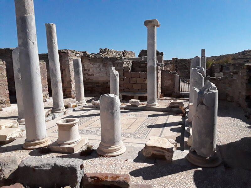 View of the aule and peristyle of the Lake House at Delos.