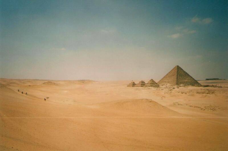 Pyramids on the Giza plateau outside Cairo