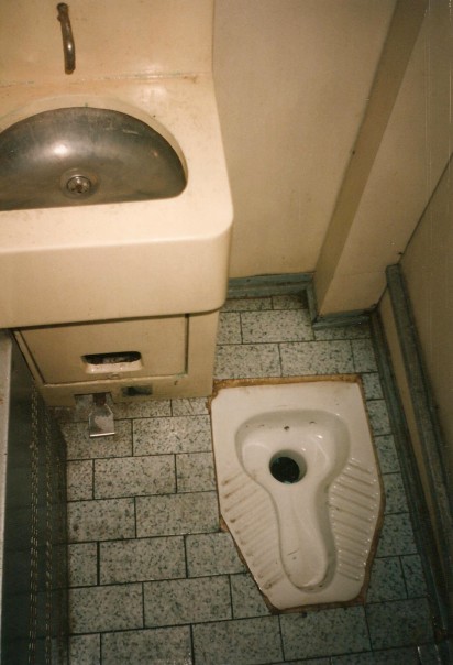 Egyptian train squat toilet.