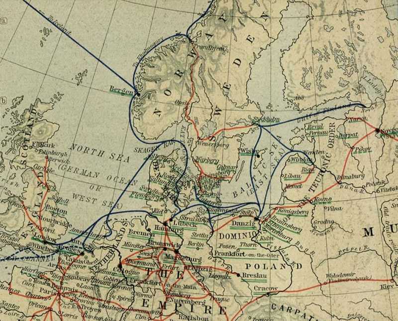 Medieval trade routes in Europe.