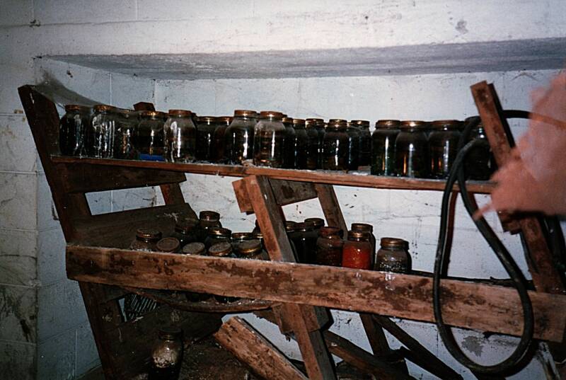 Interior of early 1960s fallout shelter in 1995.