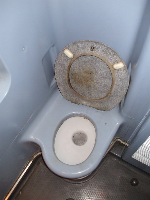 French older regional train toilet.