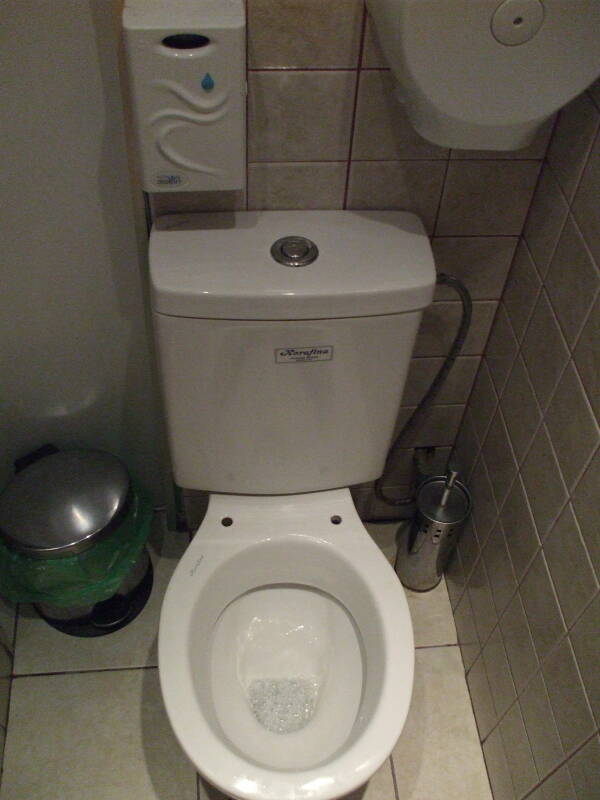Toilet at a restaurant in Nafplio, Greece.