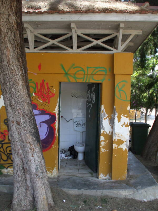 Public toilet in a park in Nafplio, Greece.