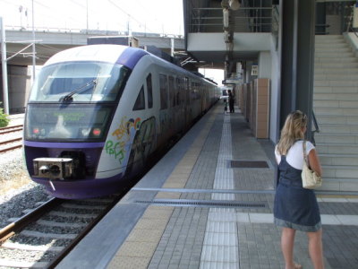 Proastiakos train station in Athens, Greece.