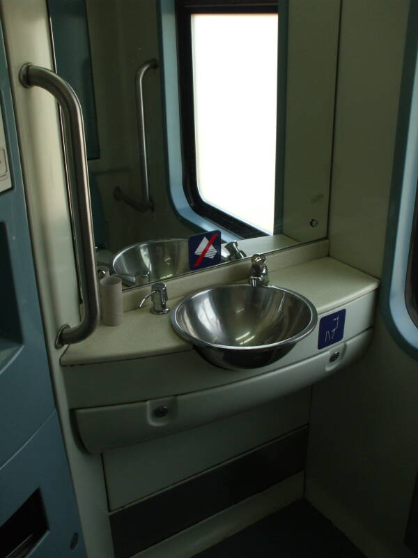 Lavatory on board a Greek train from Athens to Kalambaka.