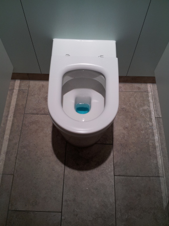 Euro-modern toilet at London Heathrow Airport.