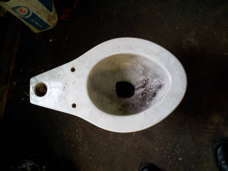 Adolf Hitler's toilet at Greg's Auto Repair shop in Florence, New Jersey.